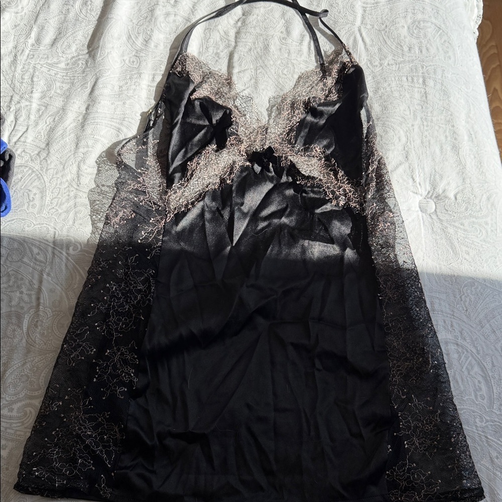 Victoria's Secret Black Chemise with Lace Details